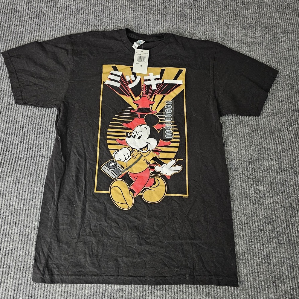 Disney Mickey Mouse Shirt Mens Medium Black Japanese Graphic Tee Tokyo